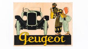  Peugeot Antique Lithograph Poster 46 In. X 63 In.